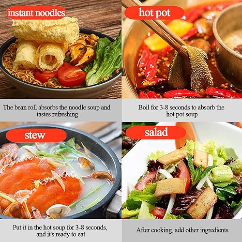 Miniatura 4 de Rollo de frijoles fritos de 4.23 oz, nutritiva y deliciosa piel de tofu, rollo de frijoles crujientes vegetarianos dorados, el mejor complemento