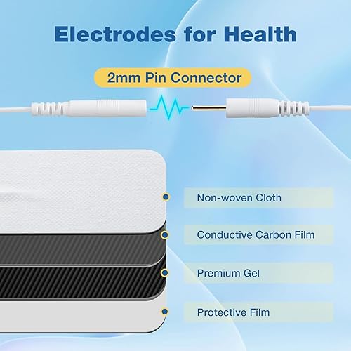 Miniatura 4 de TENS - 20 almohadillas de electrodos de unidad TENS de 2 x 4 pulgadas, almohadillas rectangulares de repuesto de electrodos autoadhesivos, parches