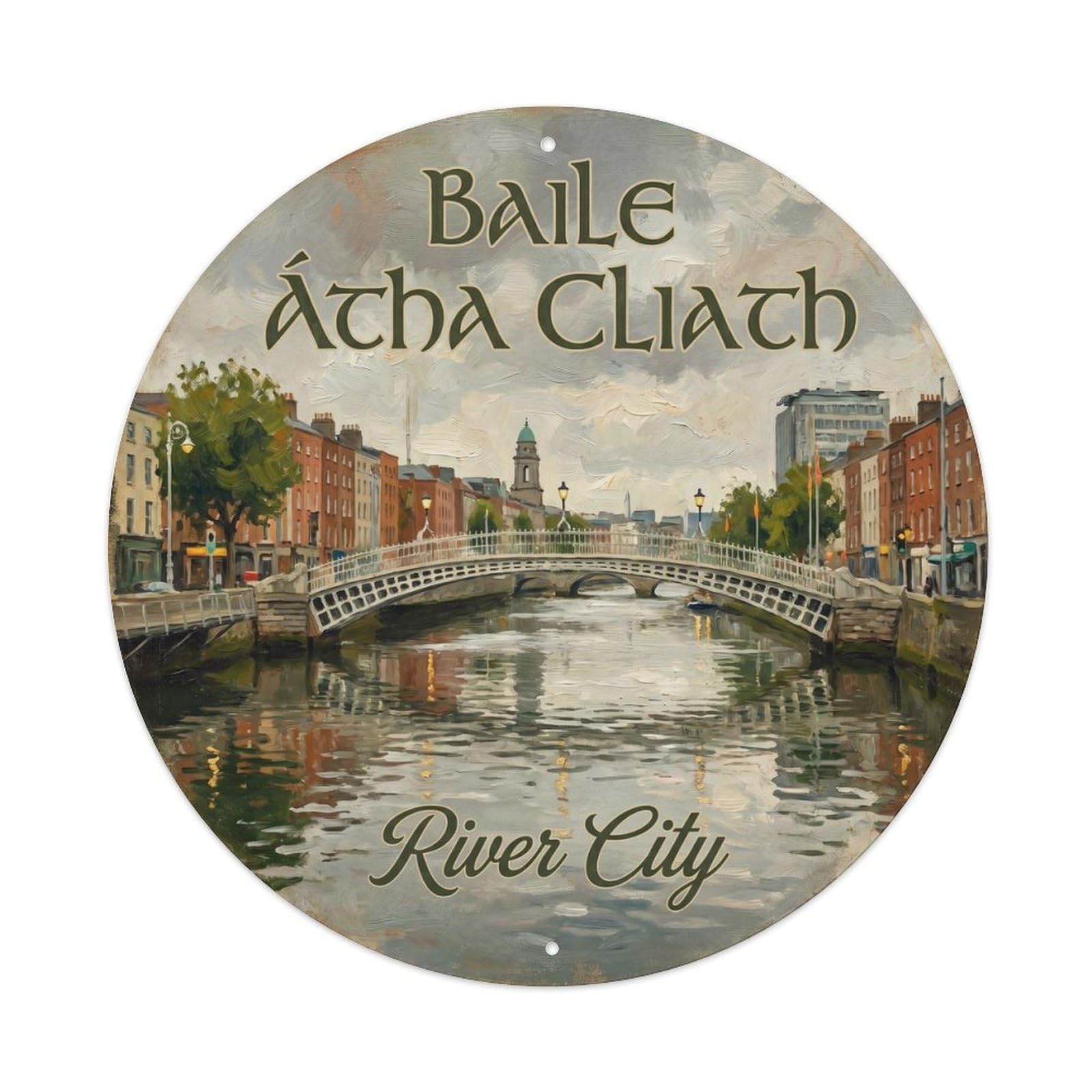 Vintage Travel River Ireland Vintage Metal Tin Sign Plaque Wall Decor for Cafe, Club, Garden Round Metal Poster 8x8Inch