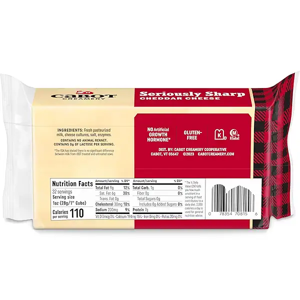 Cabot, Cheddar Cheese Seriously Sharp Loactose Free, 32 Ounce 11