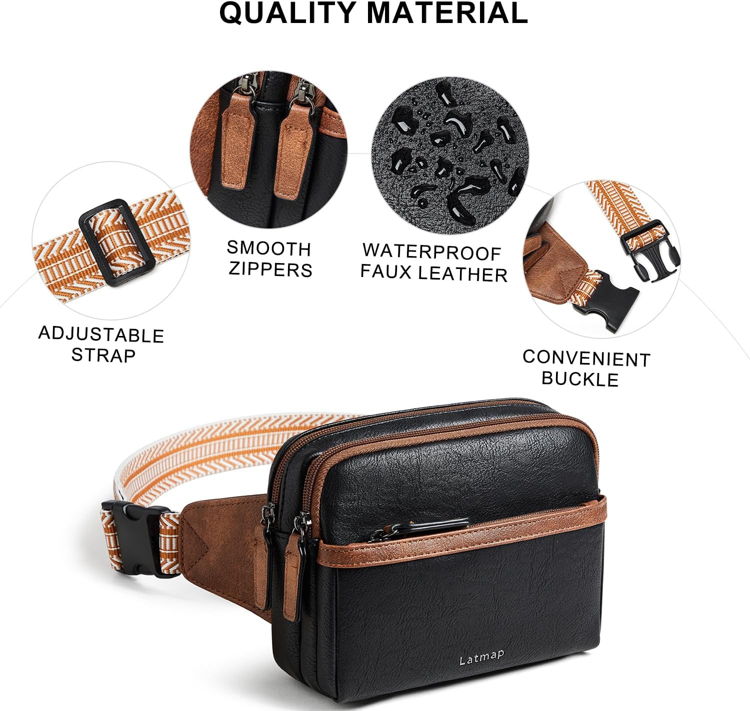 3L Fanny Packs Belt Bag for Women Small Everywhere Crossbody Bag Waist Packs Faux Leather Sling Chest Travel Purse - Image 5