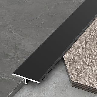 Black Floor Gap Cover of Vinyl Laminate Planks Tile Wood, Metal Aluminum Waterproof Floor Divider Transition Strip for Home Office Hotel Restaurant Corridor Interior Exterior(W 2 in/50mm,48 in/122cm)