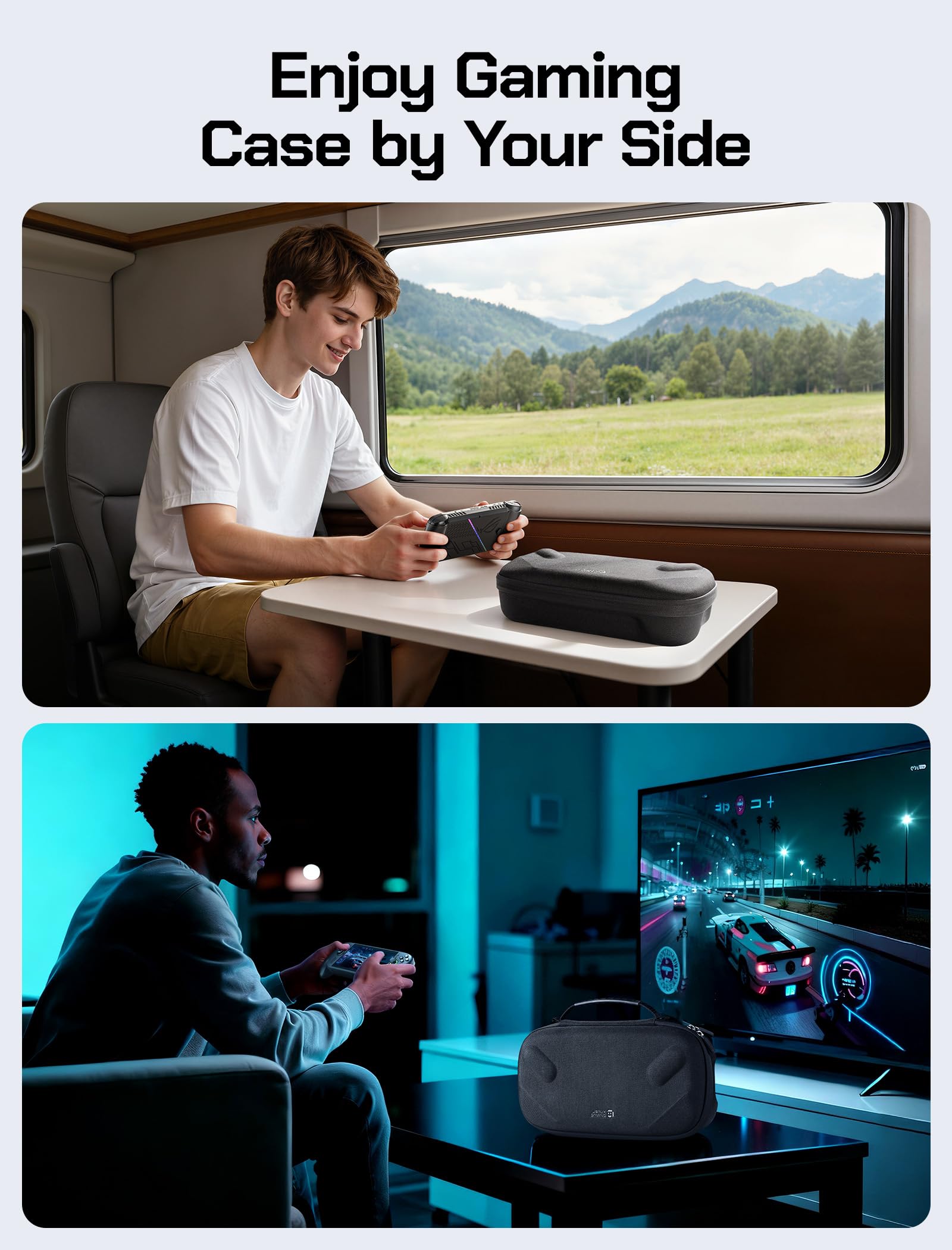 JSAUX Étui de transport pour ROG Xbox Ally / ROG Xbox Ally X (2025) - Coque rigide de protection à deux étages, étui de rangement de voyage portable à double couche pour adaptateur, câble et
