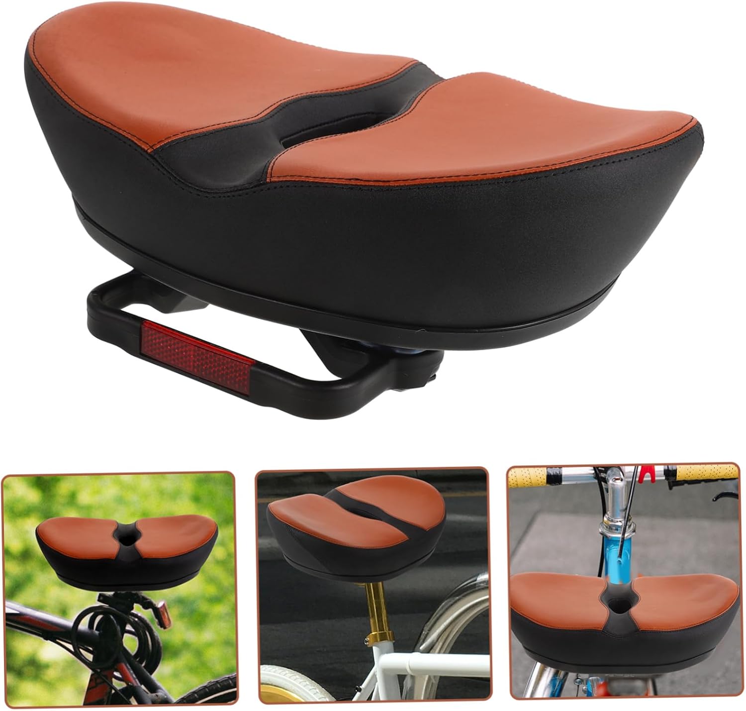 Toyvian Noseless Bike Seat Cushion Wide Bicycle Saddle with Antislip Dampening and Easy Installation PU Foam Padding Compatible with Mountain Road and Electric Bikes for Comfortable Riding