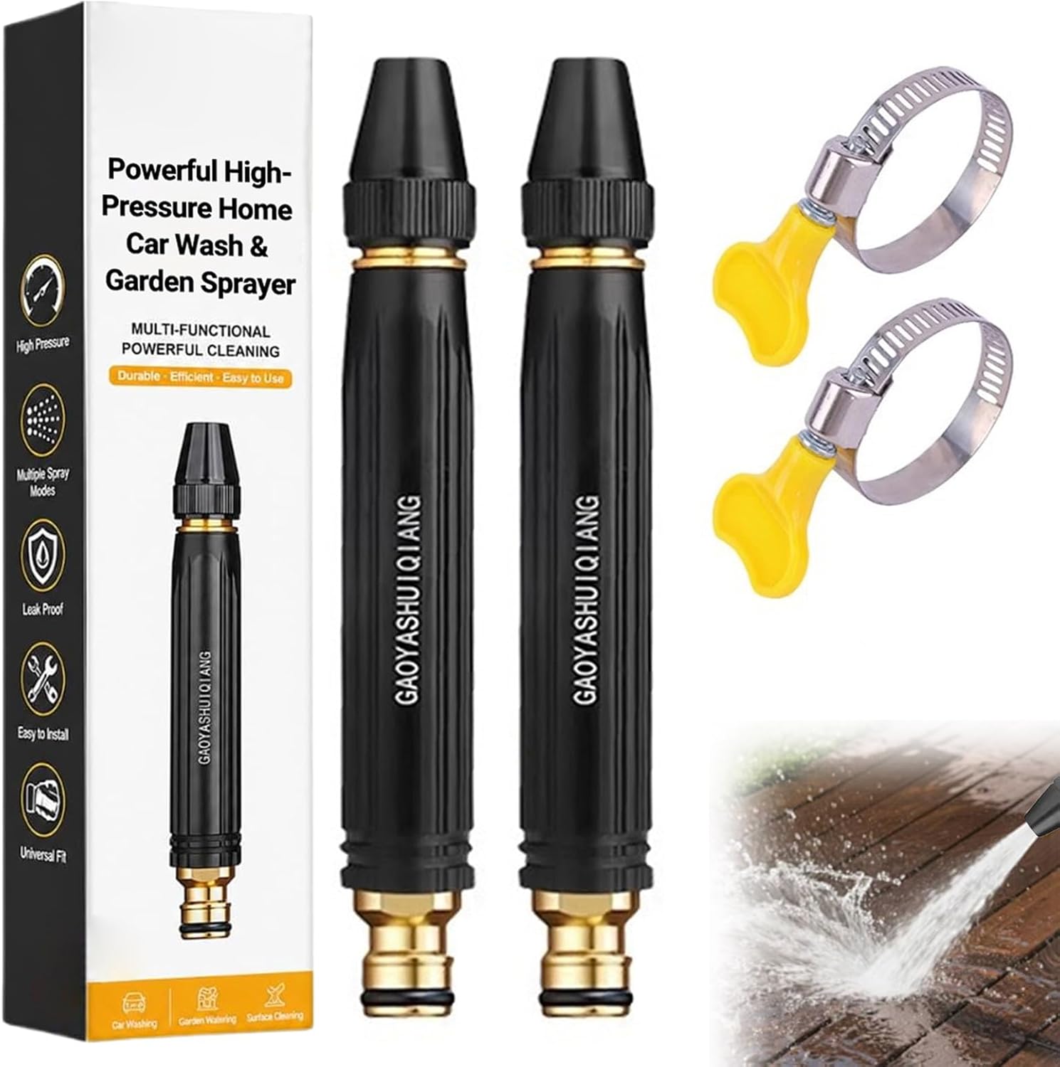 Larnto High Pressure Sprayer, Larnto Powerful High-Pressure Home Car Wash & Garden Sprayer, High Pressure Hose Nozzle for Car Washing and Outdoor Cleaning, Pressure Cleaning Accessory (2PCS)