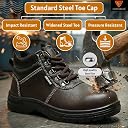 Contablue Rival Safety Boots for Men | Genuine Leather, Steel Toe | ISI Certified IS:15298 | Chemical & Oil Resistant, Anti-Skid | Heavy Duty Work Boots for Construction, Mining & Industrial Use (Brown, UK Footwear Size System, Adult, Men, Numeric, Medium, 8) gallery image