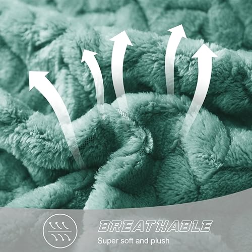 Miniatura 7 de Exclusivo Mezcla Fleece King Size Blanket for Bed, 90x104 Inches Soft Cozy Jacquard Flannel Blankets, Lightweight Fuzzy Plush Warm for Women, Celadon