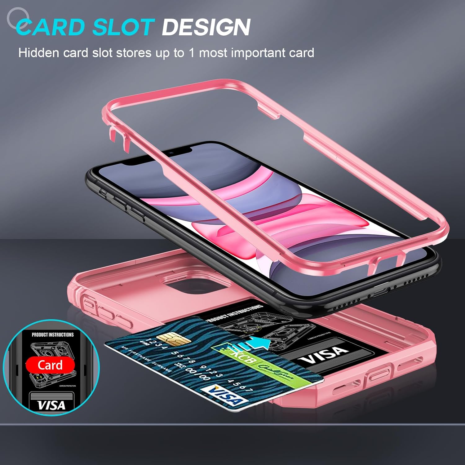LeYi for iPhone 11 Case and 2 Tempered Glass Screen Protector with Slide Camera Cover,Ring Holder Stand Full Body Protective Heavy Duty Shockproof Hard Armour Phone Cover, Pink 9 71FbFX+BpCL. AC SL1500