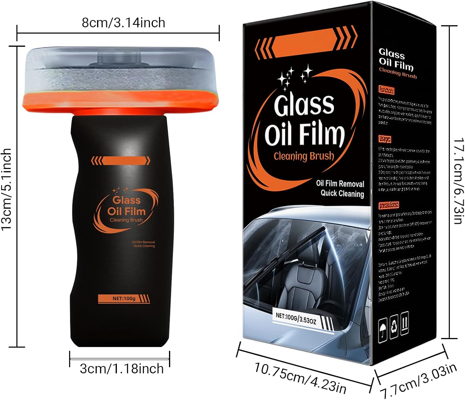 Automotive Oil Film Cleaning Brush,Oil Film Cleaning Brush for Car,Cleaner Glass Oil Film for Windscreens,Side Windows,Car Windows (Black)