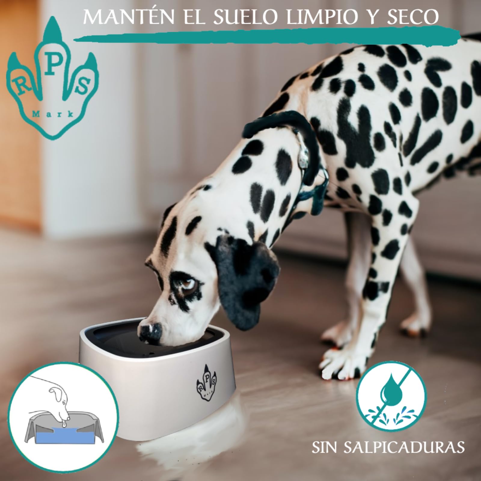 Bebedero Perro Antigoteo 1,5L, Flotante, Antivuelco, Bebedero Antisalpicaduras Perro y Gato, Bebedero Antiderrame para Mascotas, Base Antideslizante, Cuenco de Agua con aro de Seguridad
