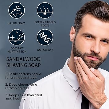 Solid Shaving Soap for Men,Mint Shaving Smoothest Wet Soap with Shaving Brush,Deep Cleaning,Travel Size Shaving Soap