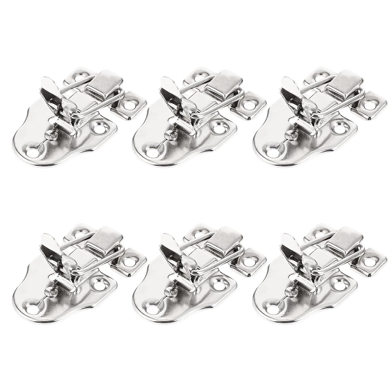 Oufeijia Eur Silver 6Pcs Antique Iron Cabinet Latch, Small Duckbill Hasp Lock For Wooden Box Toolbox Jewelry Case, Vintage Chest Hardware
