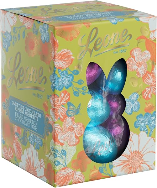 Leone dal 1857 - Latta a Forma di Uovo di Pasqua - Cri Cri Torinesi Ripieni - Cioccolatini Leone, Cuore di Nocciola Ricoperta di Cioccolato Fondente - Latta Regalo - Vegani e Senza Glutine - 50g - 5