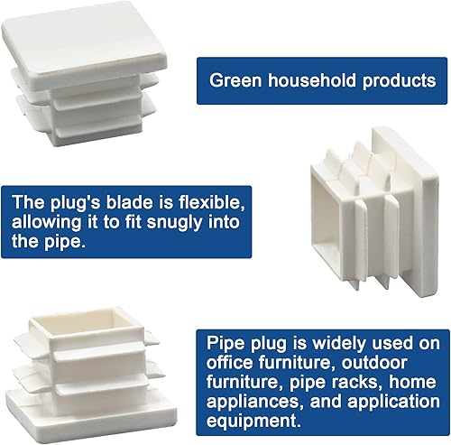 Miniatura 4 de Paquete de 12 tapones cuadrados de plástico blanco de 0.748 in (34 pulgadas), tapas de extremo de tubo cuadradas, tapa de extremo de poste de tubo