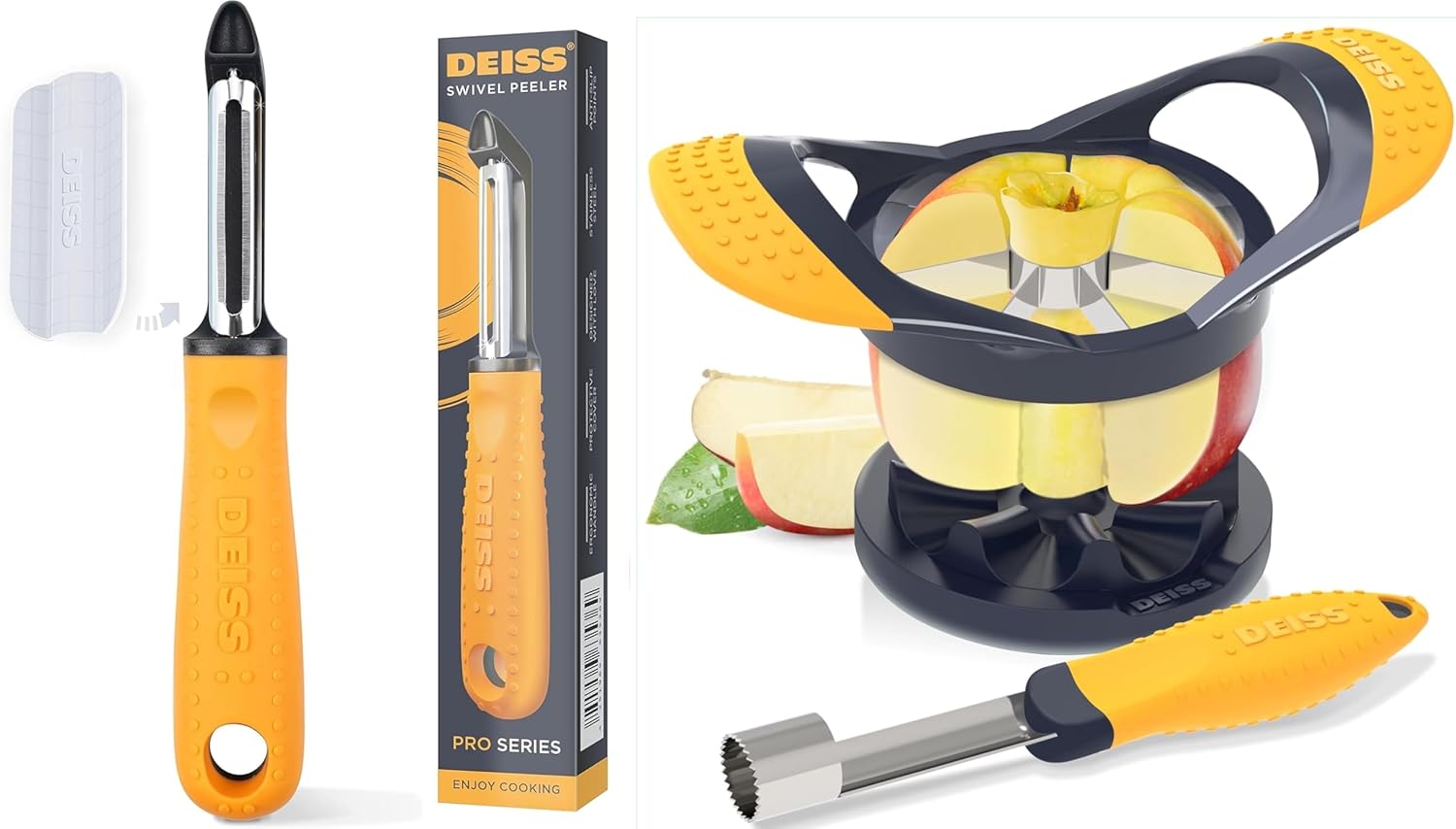 Deiss PRO Swivel Vegetable Peeler and Deiss PRO Apple Slicer & Apple Corer Tool