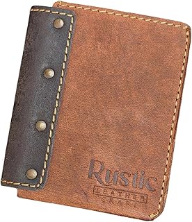 Rustic Leather Craft Full Grain Leather Wallet for Men – Slim Card & Cash Holder with Easy Card Pull Strap, ID Window, Min Price In India