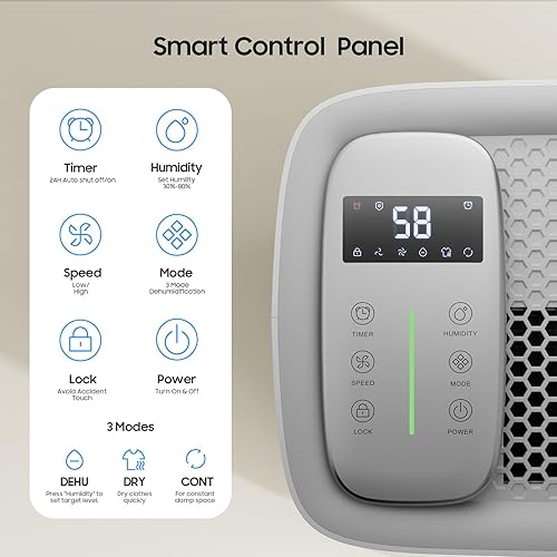 Miniatura 4 de Deshumidificador Energy Star de 52 pintas para sótano, 4500 pies cuadrados, deshumidificador para el hogar, deshumidificadores de habitación grande