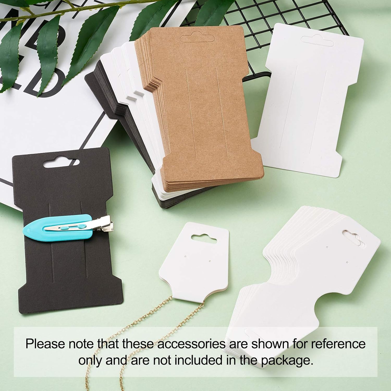 120pcs Hair Clip Display Card 3 Colors Cardboard Fold Over Paper Hanging Cards Blank Jewelry Cards Holder for Choker Bracelet Hair Clip Accessories Cardboard Display Card image 4