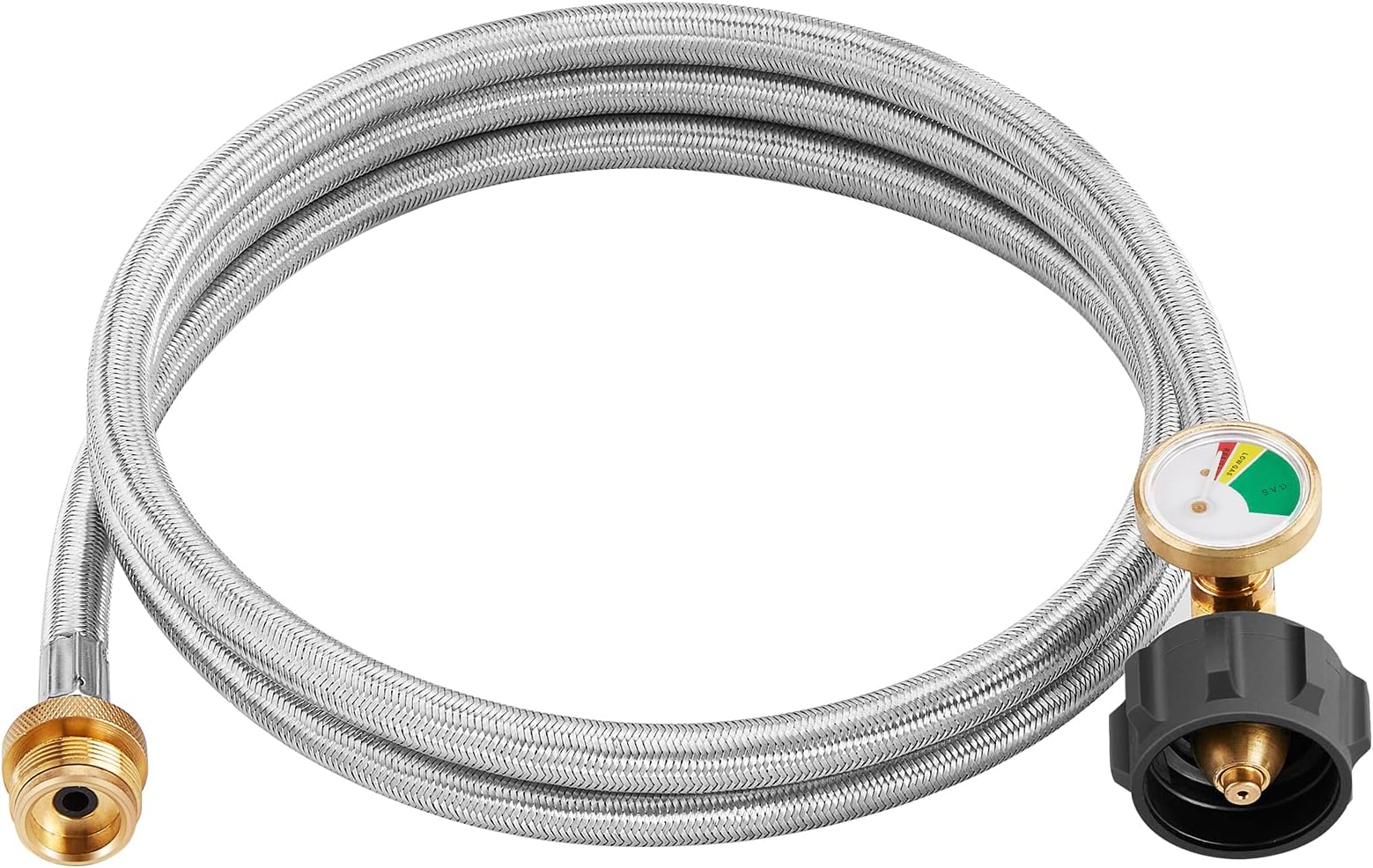 WADEO Propane Tank Adapter Hose for Buddy Heater, 6FT Propane Hose Adapter 1 lb to 20 lb with Gauge for Coleman Stove, Weber Q Grill, Stainless Propane Tank Hose for Blackstone Tabletop Griddle & More