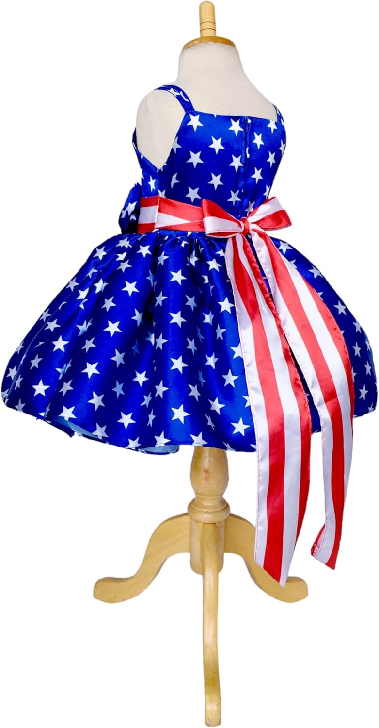 4th of July Knee Length Red White Blue Pageant Costume Dress