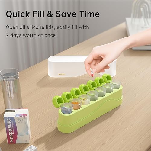 Vista 31 de Pastillero semanal 1 vez al día, pastillero desmontable 7 días, pastillero de viaje, dispensador de medicamentos una vez al día, contenedor de Negro