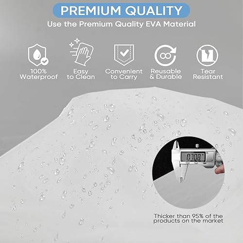 Miniatura 3 de PTEROMY Poncho de lluvia EVA, Ponchos de lluvia reutilizables para adultos, abrigo de lluvia unisex con capucha y mangas elásticas para puños