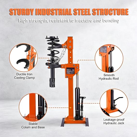 Hydraulic Strut Spring Compressor, 4.5T Heavy Duty Foot-Operated Coil Strut Compressor, Shock Spring Compressor Tool, Auto Coil Tool for Removing