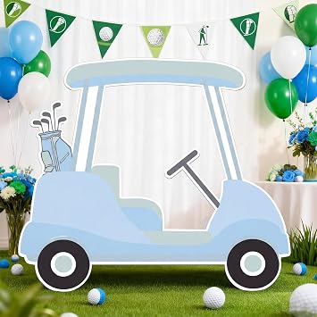 Golf Cart Cutout Props Sports Photo Booth Props Backdrop, Blue