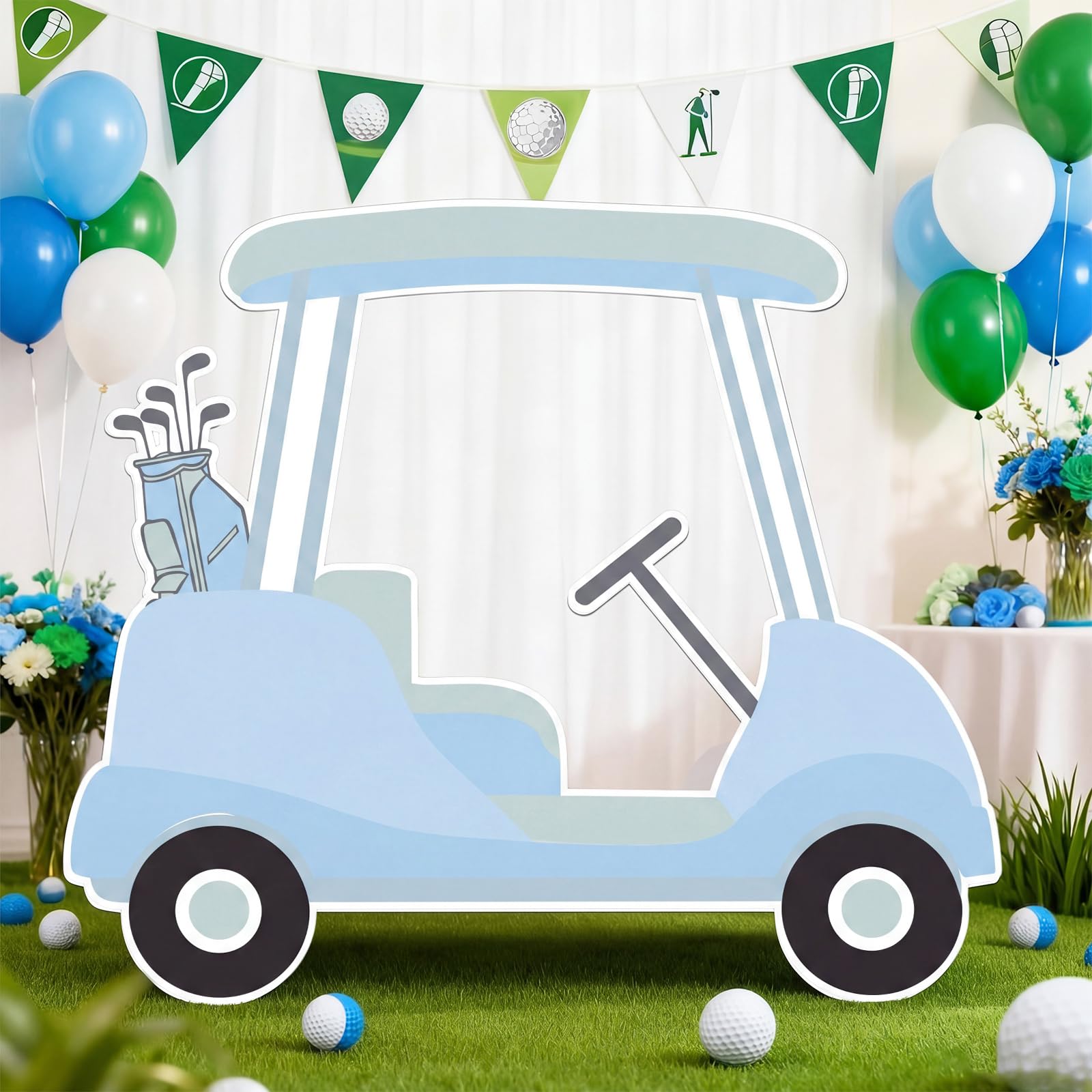 Arrière-plan voiturette de golf pour masquer un mur de fête vide