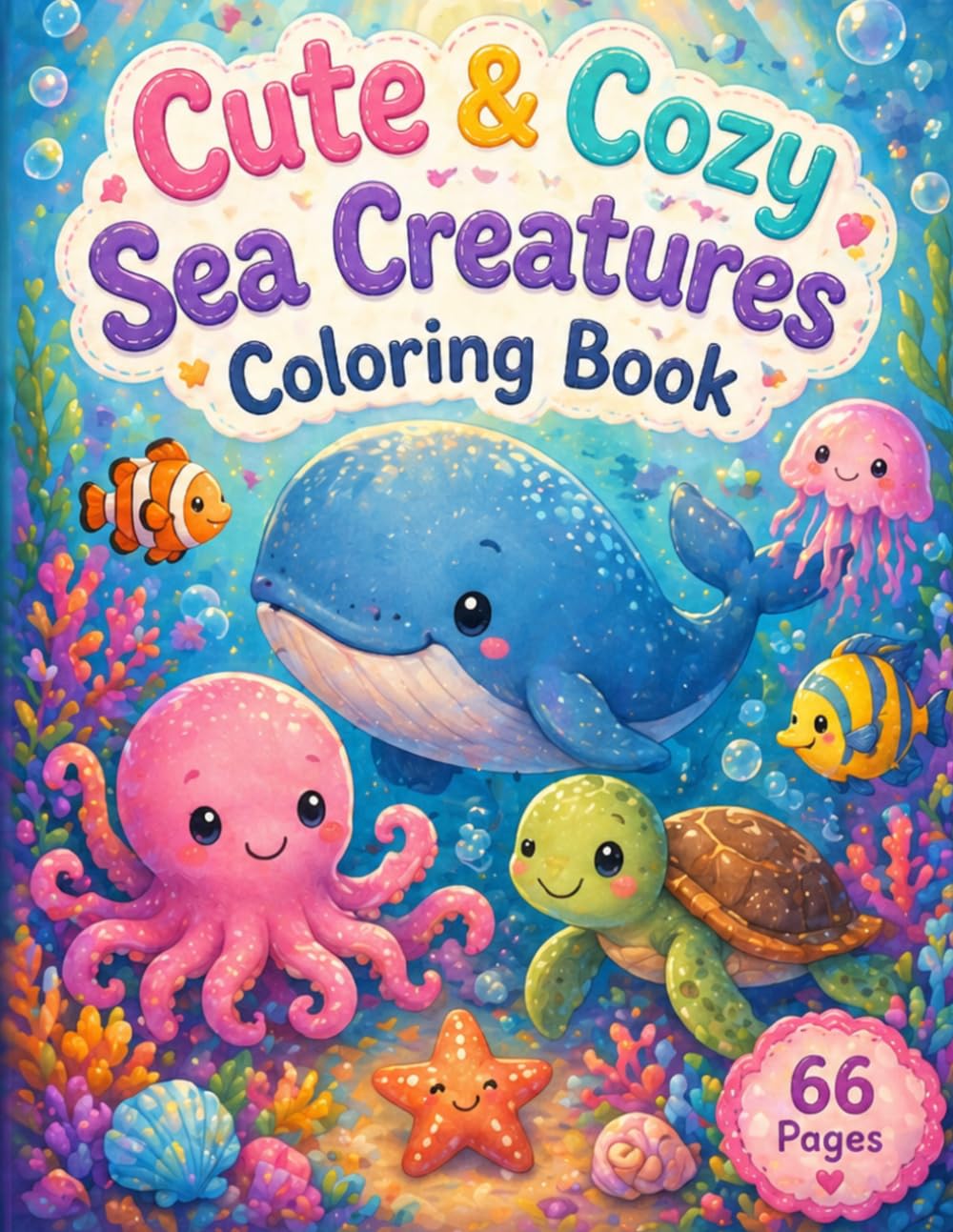 Cute & Cozy Sea Creatures Coloring Book