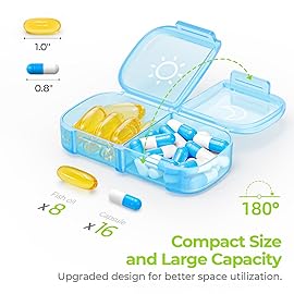 AUVON XL Weekly Pill Organizer 2 Times a Day, Pill Box 7 Day with One-Side Large Openings for Easy to Use, Blue AM PM Pill Case for Medication, Vitamins, Fish Oils, Supplements