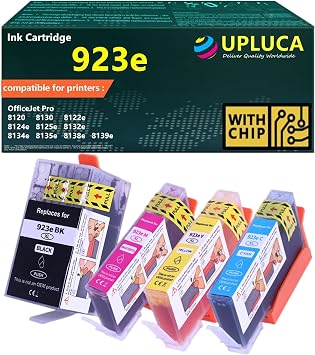 923XL 923 923e Ink Cartridge Replacement for HP 923XL 923 923e Ink Cartridges Works for HP OfficeJet Pro 8120 8130 8122e 8124e 8125e 8132e 8134e 8135e 8138e 8139e Printers 4-Pack, BCMY