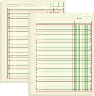 Fulmoon 2 Pack 100 Sheets Columnar Pad Accounting Ledger Paper Accounting Ledger Book Green Analysis Pad for Business, 50 Sheets/Pack, Single Page Format(2 Columnar,8.5 x 11 Inch)