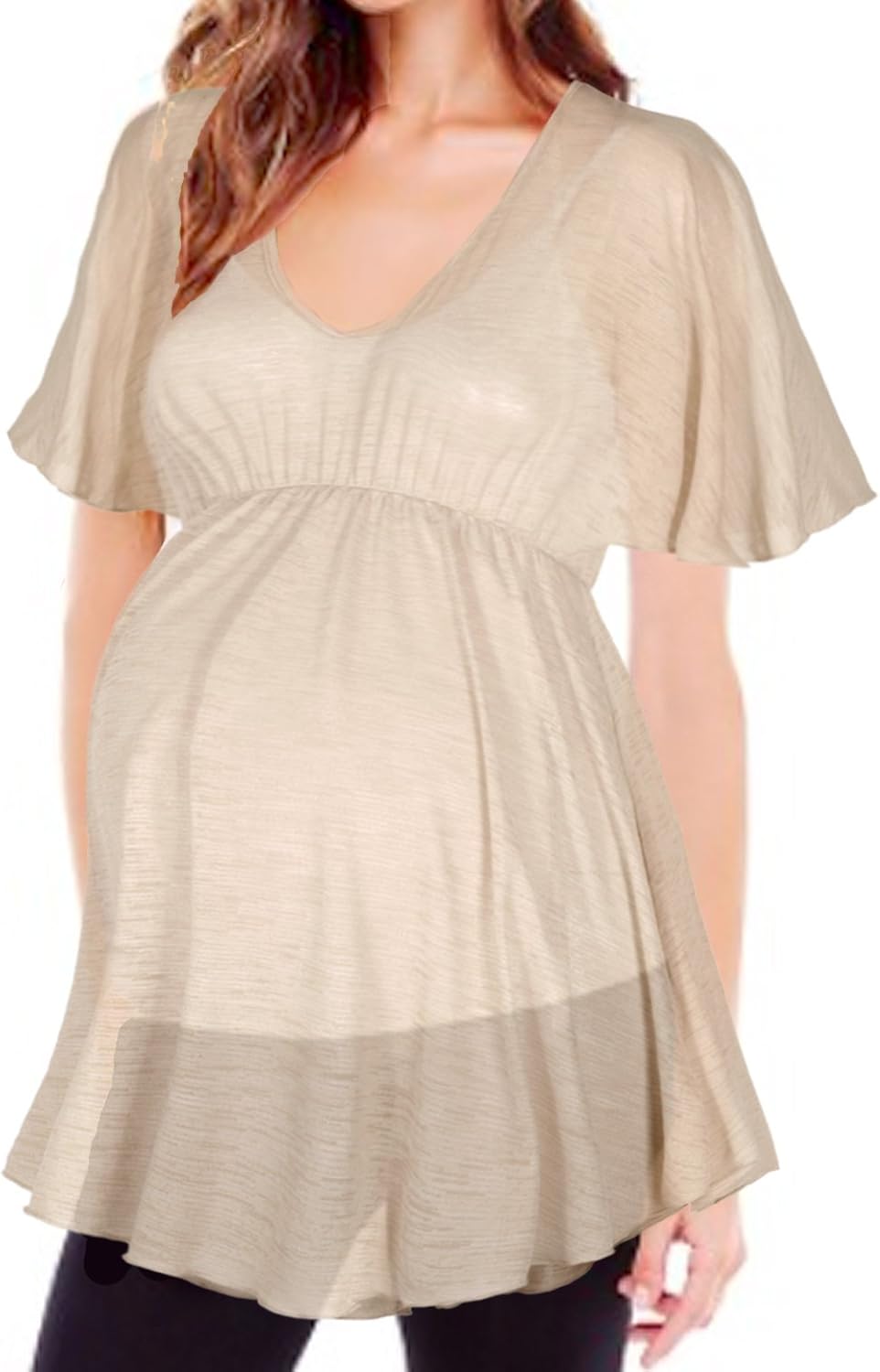 Beachcoco Maternity Women's Babydoll Semi Sheer Tunic Top Made in USA at  Women’s Clothing store