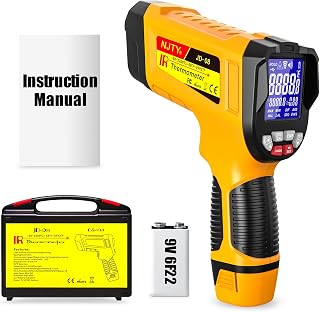 Infrared Thermometer Gun, -58℉ to 3992℉, High Temp Laser Thermometer with Adjustable Emissivity, Non-Contact Digital IR Pyrometer for Furnace, Kiln, Metal, Industrial Use