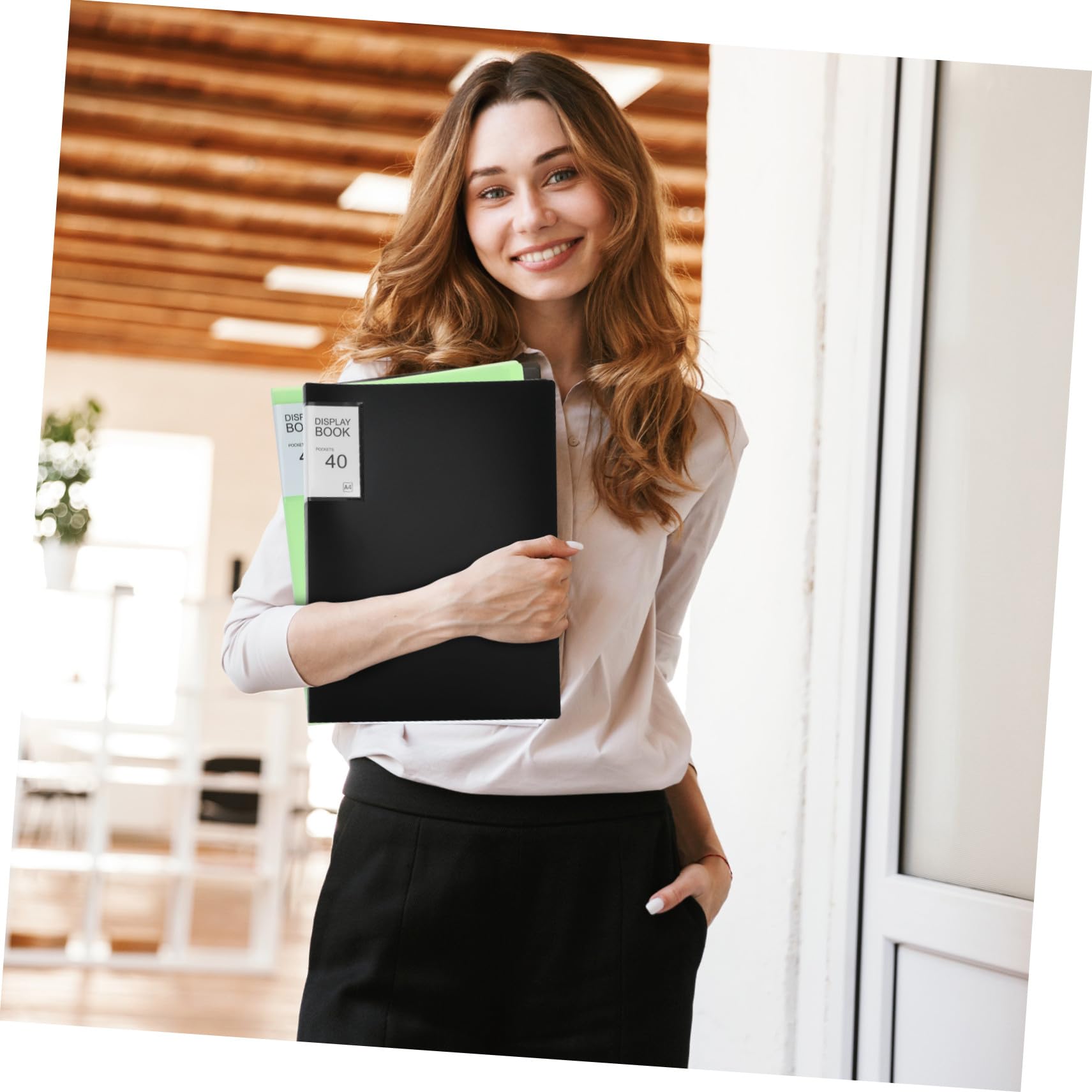 Präsentationsmappe 5 Stück 40 Taschen A4 Ordner mit Klarsichthüllen | Pp Ausführung mit Stickern, Schlankes Design für Büro und Unterwegs, Schulanfang Deko