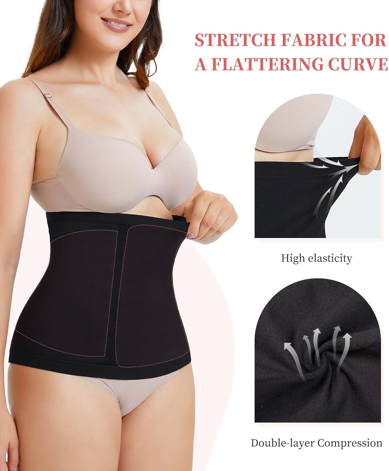 AOSBOEI Waist Trainer Shapewear Tummy Control Waist Cincher Girdle Body Shaper Postpartum Recovery Belt Belly Band Wrap - Image 3
