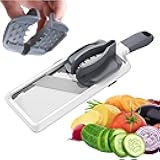 ZKIRON Mandoline Slicer Safety Set – Multi Handheld Mandoline Slicer with 2 Safety Hand Guards – Adjustable Blades, Secure Grip & Enhanced Protection for Fast Meal Prep (Gray)