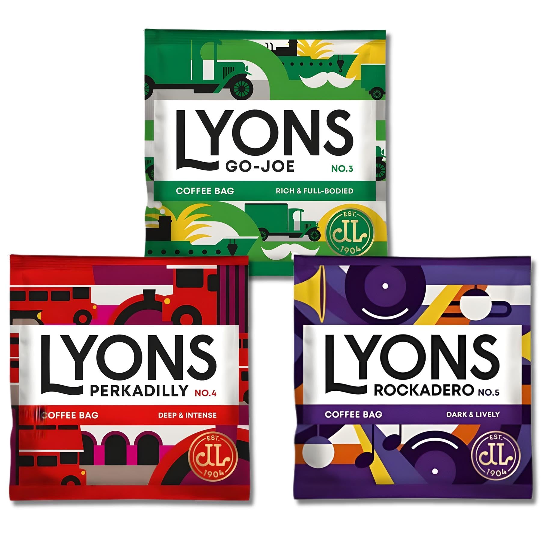 Pack of 100 (50 of Each) Lyons Ground Coffee Sachets Pick N Mix