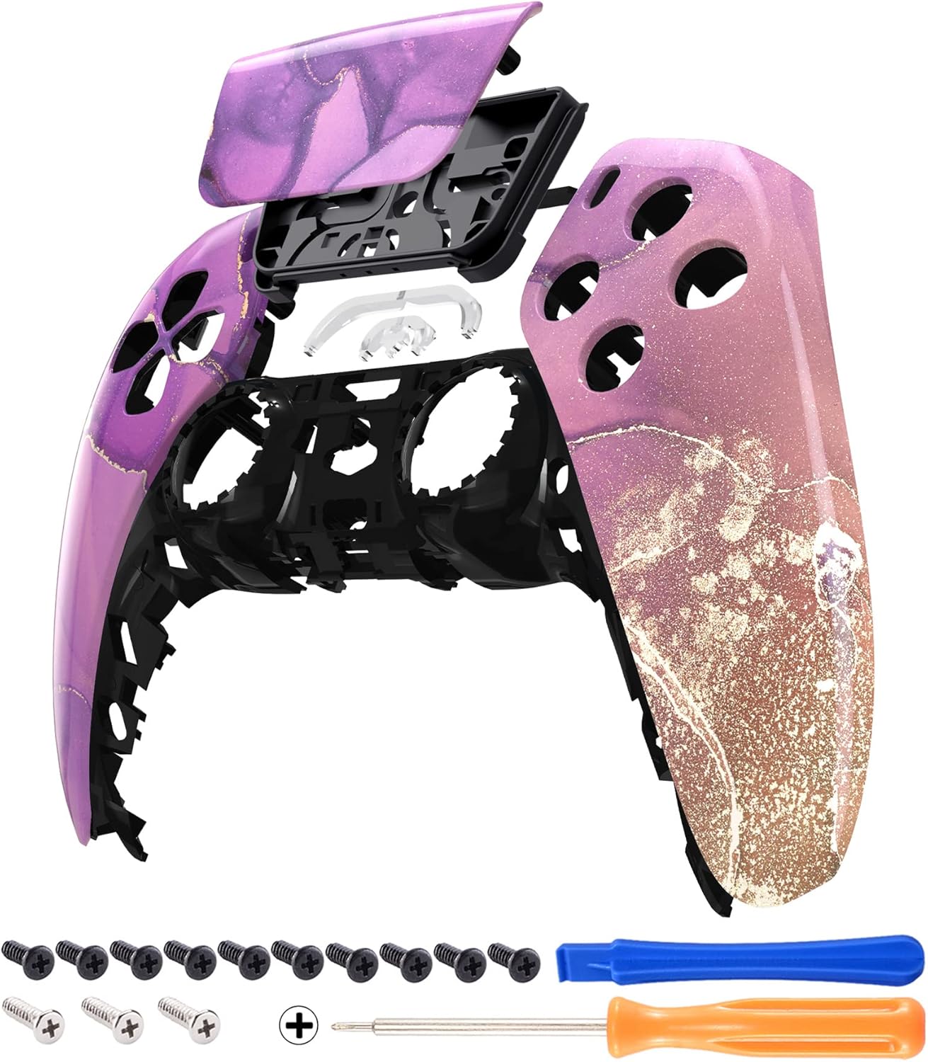 eXtremeRate Nebula Galaxy Touchpad Front Top Shell Compatible with ps5 Controller BDM-010 020 030 040 050, DIY Replacement Shell Custom Touch Pad Cover Compatible with ps5 Controller