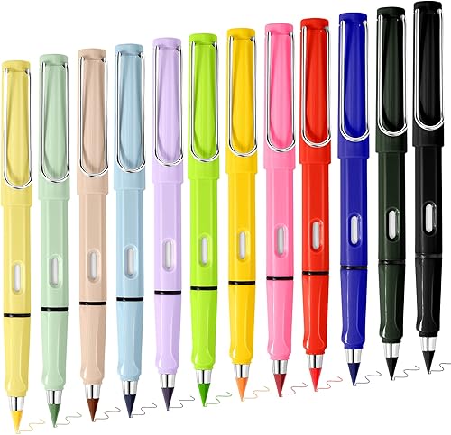 Palksky Forever - Lápices de colores, 12 unidades, lápices de metal para colorear, lápiz eterno con borrador, juego de lápices de color, lápiz
