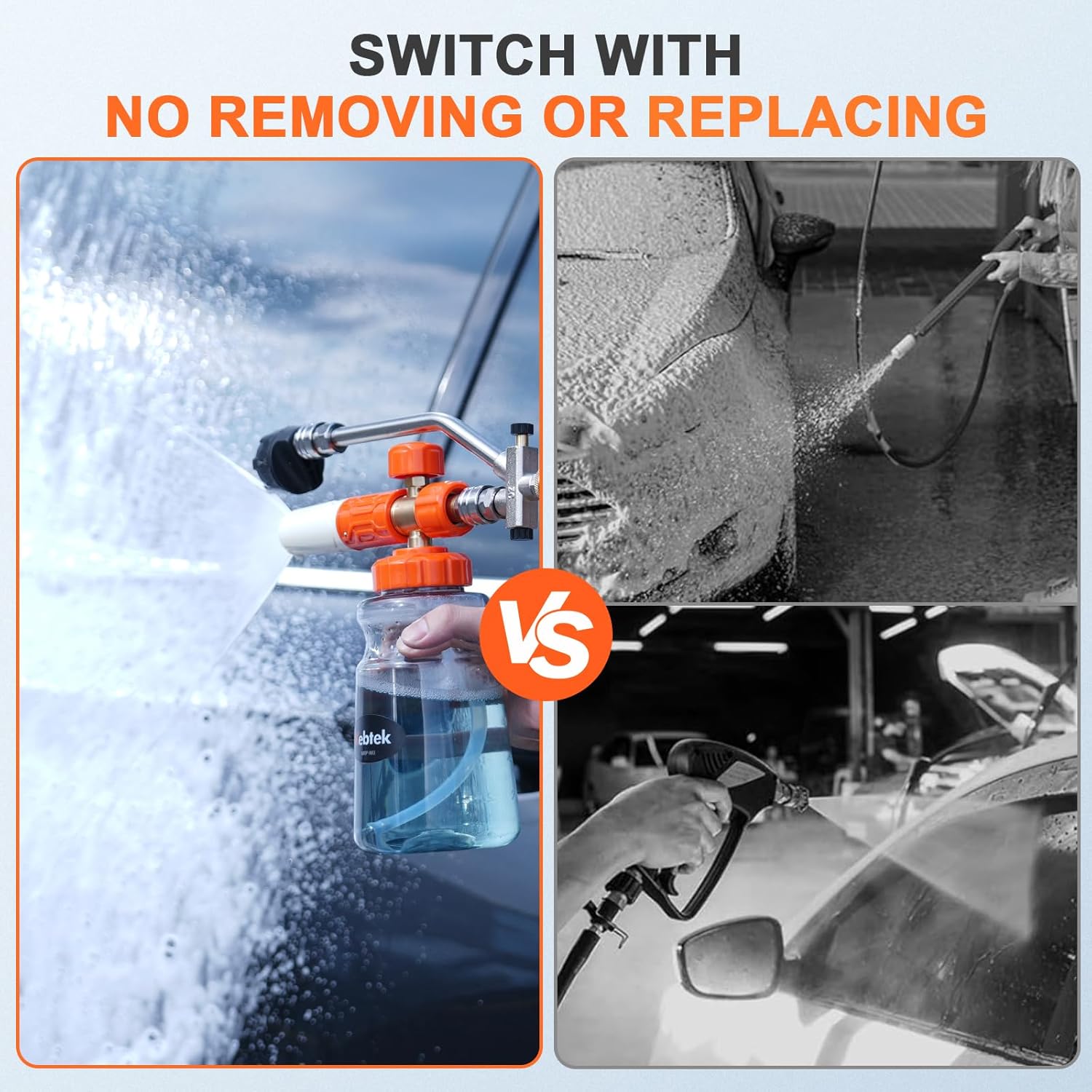 Kebtek Dual Connector Accessory For Pressure Washer Double Tip Attachment For Soap Cannon, 5 Sprayer Nozzles 1/4" Quick Connect Pressure Washer Accessories Ideal for Car Boat Driveway Detailing