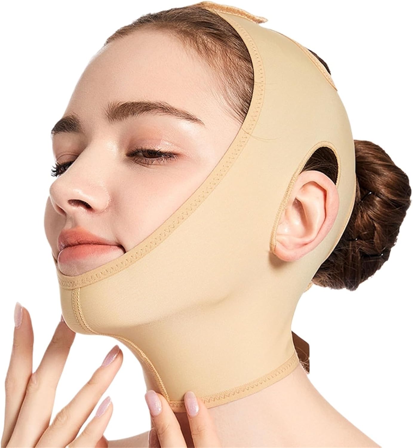 Post Surgery Lipo Facial Neck and Chin Compression Garment Face Lifting Wrap V-Shaped Face Slimmer Jowl Tightening for Women
