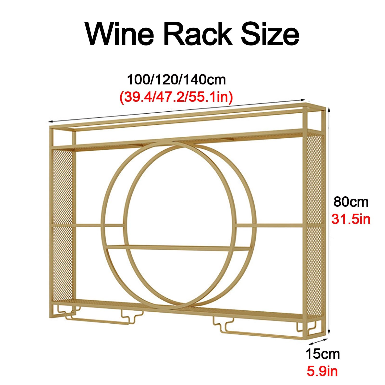 Botellero De Hierro De Estilo Industrial,Estante De Vino Montado En La Pared para Botellas,Enfriador De Vino Montado,Botellero De Almacenamiento Multifuncional,Soporte para Copas De Vino (Size