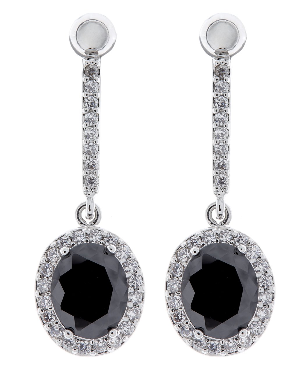 Orecchini A Clip Placcati Argento Con Zircone Nero E Cristalli – Meryl B By Bello London