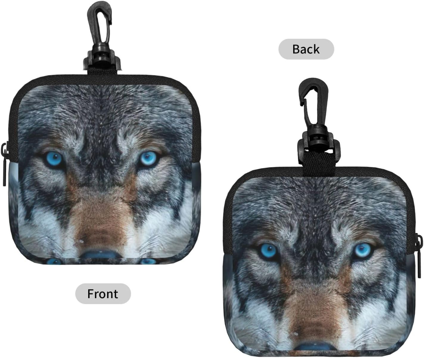 Blue Eyes Wolf Print Versatile Square Storage Bag Travel Organizer Pouch Toiletry Home Office Gift image 2