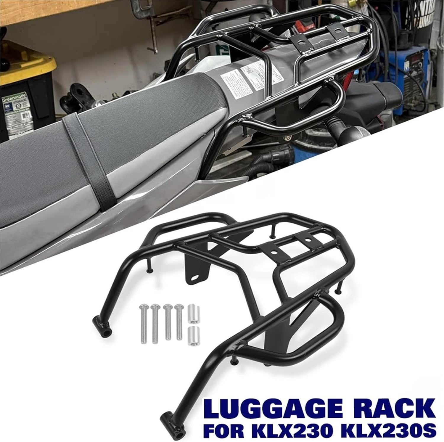 Replacement for Kawasaki KLX230 KLX 230 KLX230S 2020-2024 2023 2022 Motorcycle Rear Seat Luggage Rack with Handle Grip Support Shelf