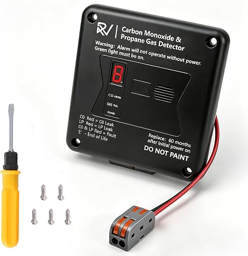 RV Propane Gas Detector Replacement of #31011, Hardwired—12V DC with Digital Display and Screwdriver for Motorhome Travel Trailer, Motor Coach, R503