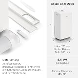 Bosch Cool 2000 Portable AC - 3 in 1: Air Conditioner, Dehumidifier, Fan - 2.6 kW Cap for Rooms up to 35 m² - with Auto Mode, Silent Mode & Sleep Mode (46 db(A)) [Class A] - 5
