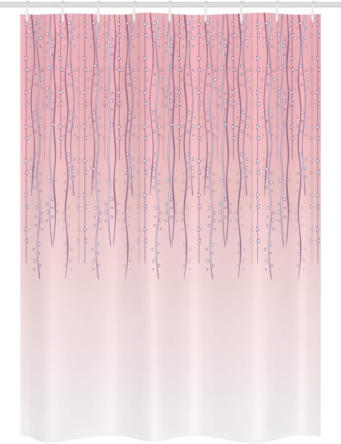 Ambesonne Floral Stall Shower Curtain, Vintage Textured Ivy Anniversary Bash Ceremony Strings Fete Illustration Image Print, Fabric Bathroom Decor Set with Hooks, 54" W x 78" L, Pale Pink